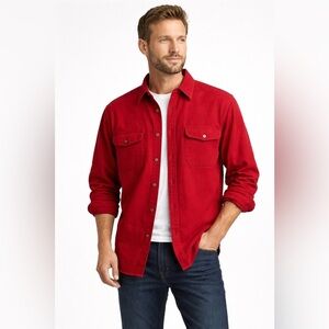 St Johns Bay Chamois Shirt Mens XL Extra Large Red Button Up Flannel Vintage 90s
